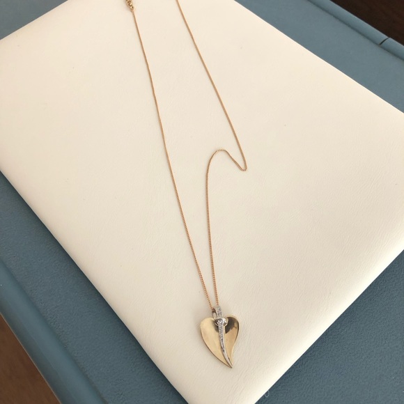 Heart diamonds necklace with yellow gold 10k - Picture 4 of 7
